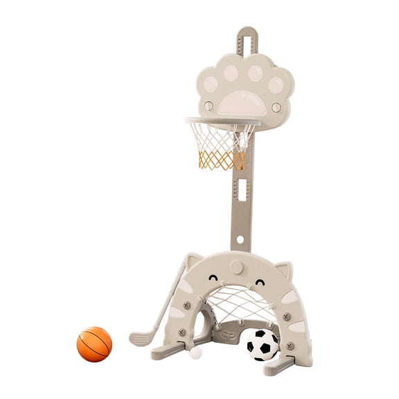 Baoblaze 3 in 1 Basketball Hoop Set Portable Basketball Stand for Party Yard Carnival Gray