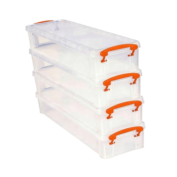 Baoblaze 4-Piece Storage Box Set: Transparent Design, Stackable, Lockable, Multi-purpose, Orange
