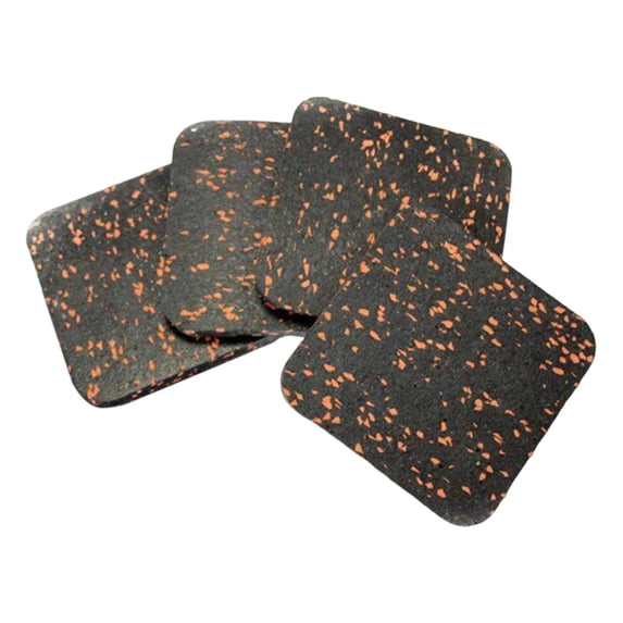 Baoblaze 4 Pieces Treadmill Mat Pads 10mm Thick Protect Floors High Density Rubber Square Black Red