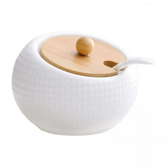 Baoblaze 4x Ceramic Spice Jars Sugar Container Seasoning Pot 8oz/250ml Ceramic Coffee Jar Porcelain Sugar Bowl for Tea Pepper Farmhouse