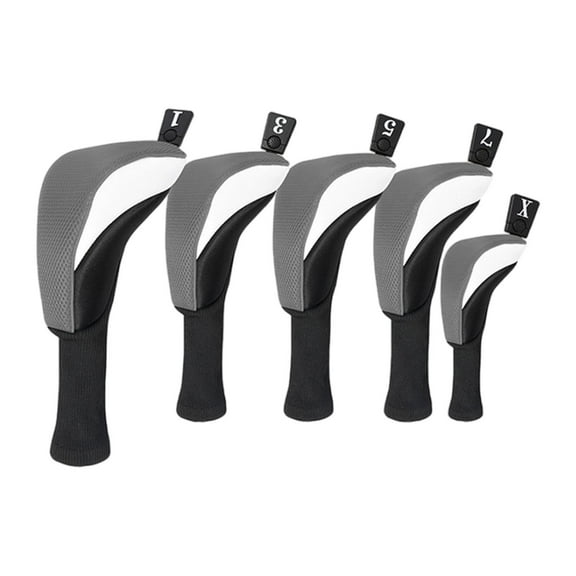 Baoblaze 5 Pieces Golf covers Golf Club Head Cover for Men Women Golfer Gift Gray