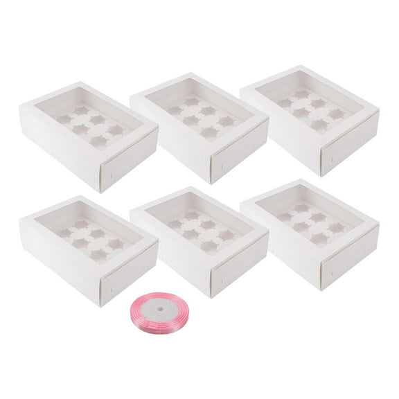Baoblaze 6 Pieces Food Grade Cupcake Holders es Treat Boxes 12 Hole Cupcake Box White