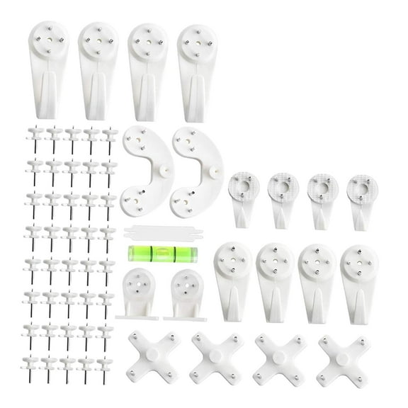 Baoblaze 62Pcs Picture Hanging Kit, Non Trace Wall Picture Hooks Hardware Non Mark Hooks Wall Hangers for Stucco Concrete Cross Stitch