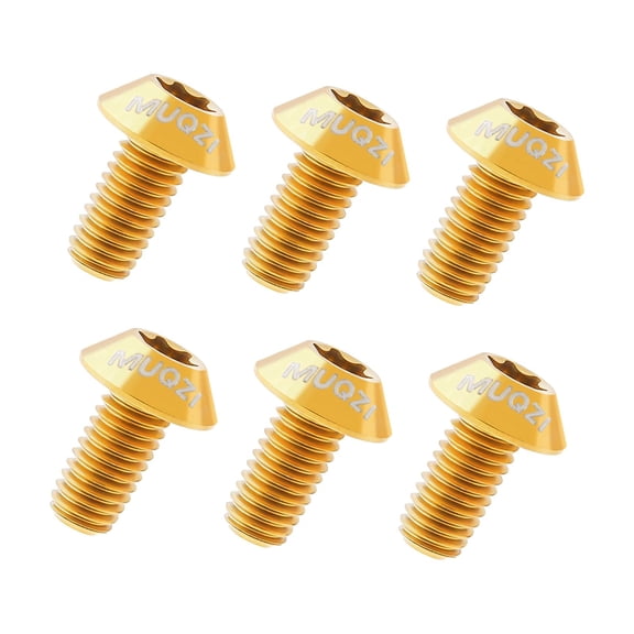 Baoblaze 6Pcs Bike Disc Brake Rotor Bolts Ultralight Bike Disc Bolts Head Bike Bolts Gold