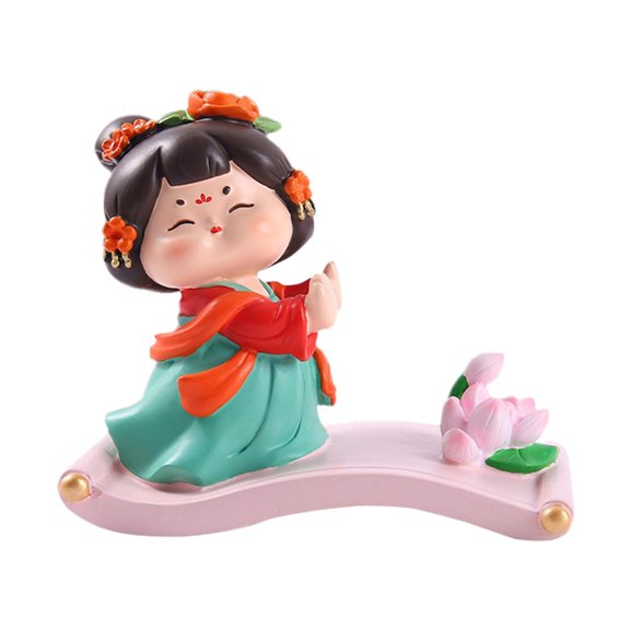 Baoblaze Ancient Girl Figurine Phone Holder Creative Statue for Shelf Office Tabletop Green