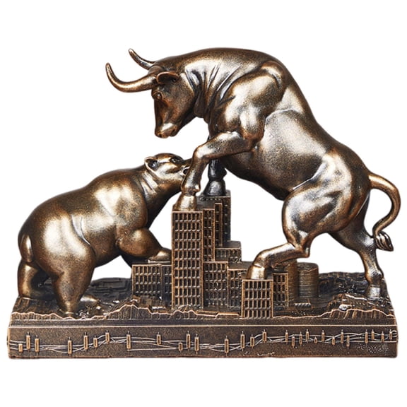 Baoblaze And Bear Statue, Wall Street Bull Statue, Animal Sculpture, Resin Figure for The Copper