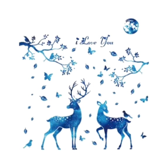 Baoblaze Beautiful Wall Sticker Flower Pot Background PVC Wall Decals for Living Room Deers