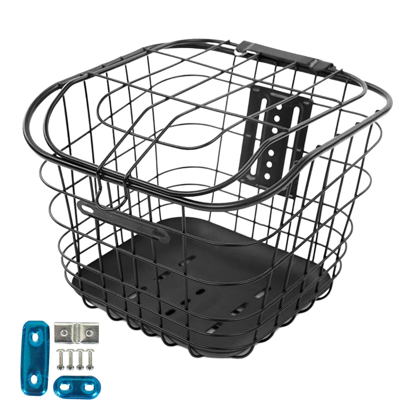 Baoblaze Bicycle Basket Front Rear Black Storage Basket Portable Mountain Bike Basket With bottom plate