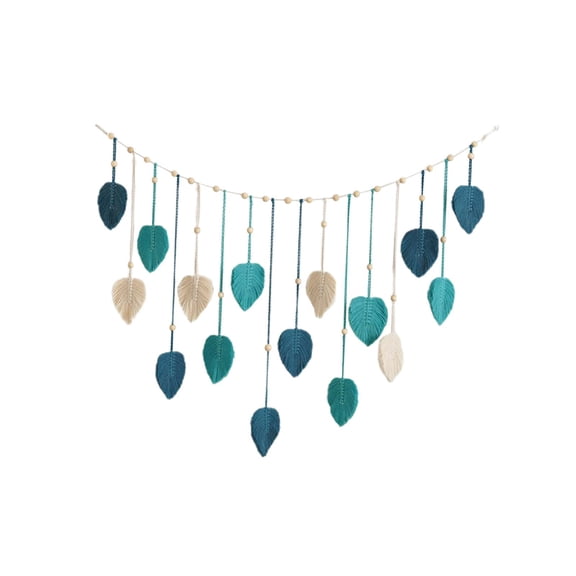 Baoblaze Bohemian Woven Tapestry Macrame Wall Hanging, with Photo Display Clips, Backdrop Blue