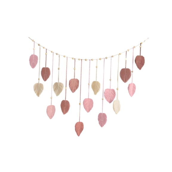 Baoblaze Bohemian Woven Tapestry Macrame Wall Hanging, with Photo Display Clips, Backdrop Pink