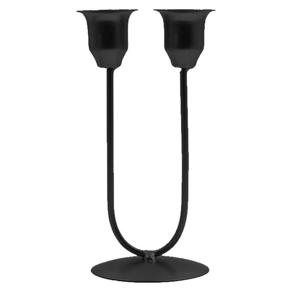 Baoblaze Candle Holder for Pillar Candles 2 Arm Candelabra for Party Tabletop Banquet Big Black