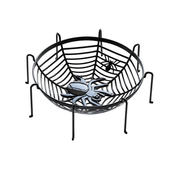 Baoblaze Candy Bowl Entrance Living Room Parties Supplies Halloween Web Basket black with stand