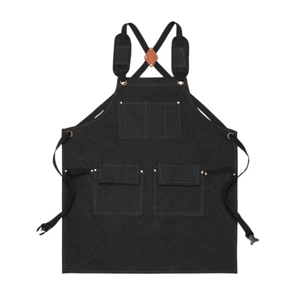 Baoblaze Canvas Apron Chef Apron Sturdy Adjustable Baking Apron Bib Apron Kitchen Cooking Black