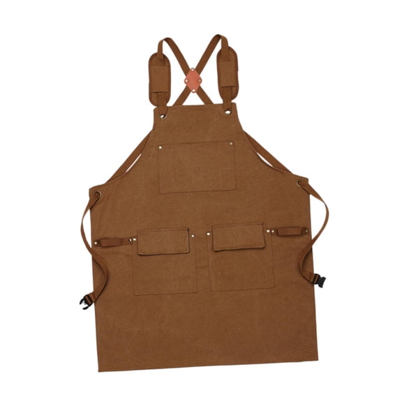 Baoblaze Canvas Apron Chef Apron Sturdy Adjustable Baking Apron Bib Apron Kitchen Cooking Brown