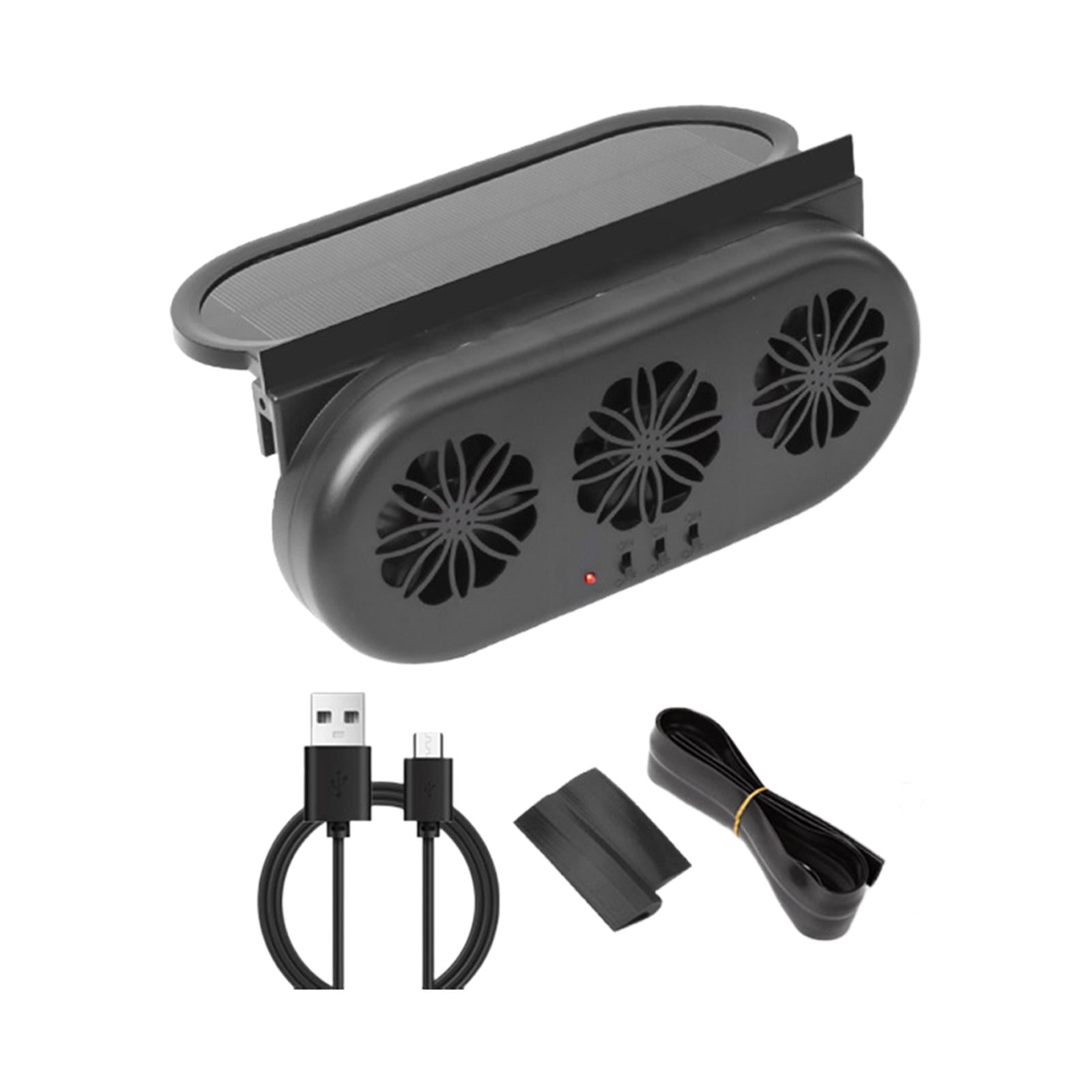 Baoblaze Car Solar Powered Window Exhaust Fan Portable Fan Vehicle Cooling Fan Black