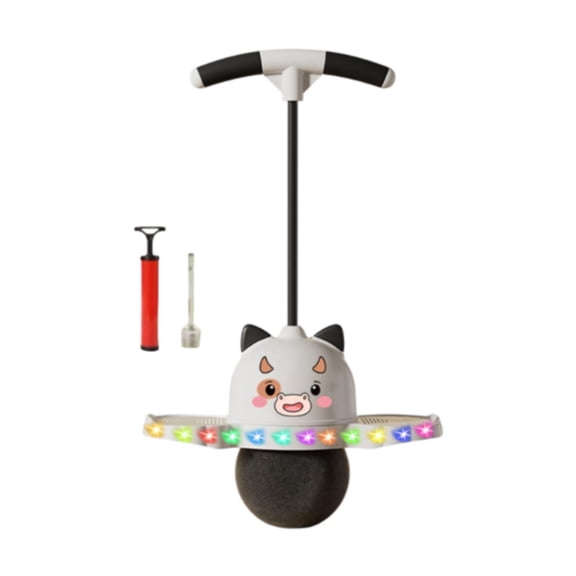Baoblaze Cattle Pogo Ball with Handle Exercise Pogo Stick for Body Training Assistant White