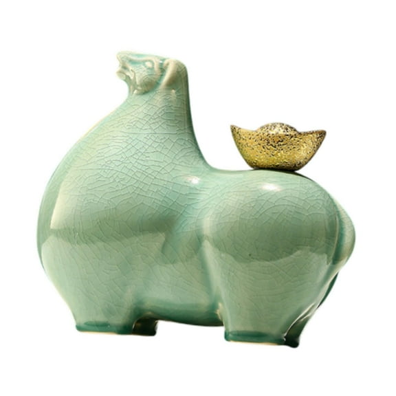Baoblaze Ceramic Figurine Artwork Chinese Horse Statue for Desk Living Room Fireplace Green