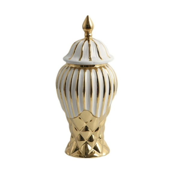 Baoblaze Ceramic Flower Vase Porcelain Ginger Jar with Lid Collection Handicraft Table S