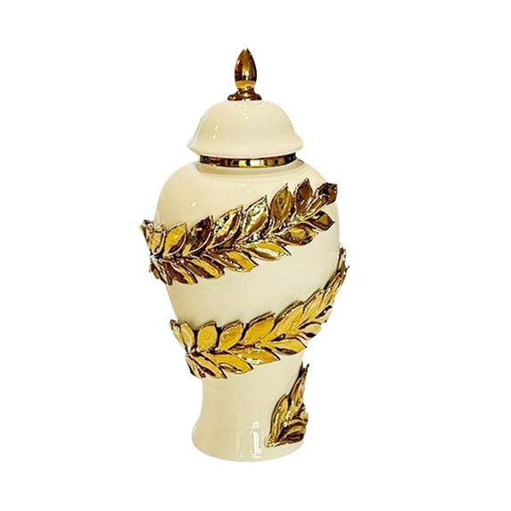 Baoblaze Ceramic Flower Vase Temple Jar Collection Indoor Plants Porcelain Ginger Jar 17cmx17cmx30cm