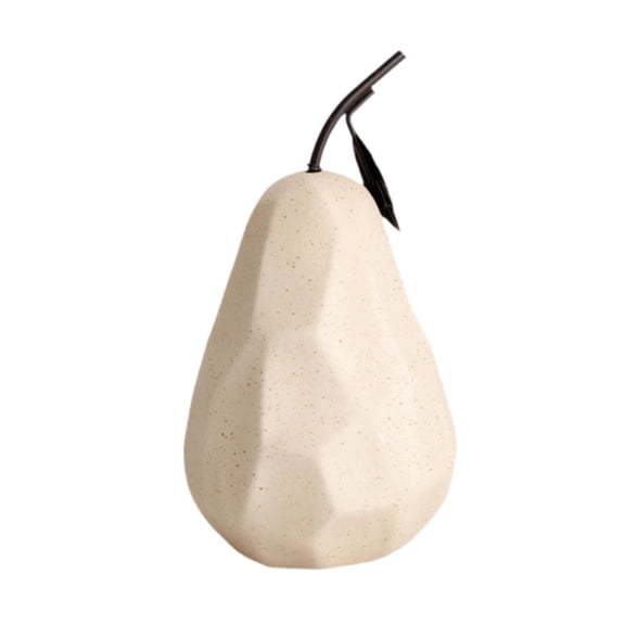 Baoblaze Ceramic Fruit Sculpture Collectible Crafts Nordic Tabletop Geometric Fruit Decor Beige Pear