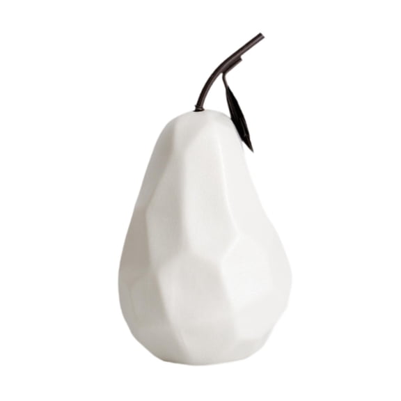 Baoblaze Ceramic Fruit Sculpture Collectible Crafts Nordic Tabletop Geometric Fruit Decor White Pear