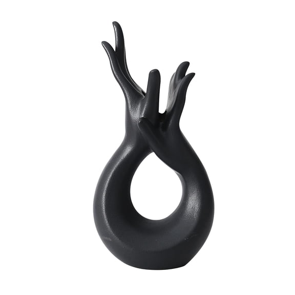 Baoblaze Ceramic Hand Flower Vase Collectible Floral Arrangement for Bedroom Home Restaur Black