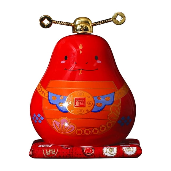 Baoblaze Ceramic Sculpture Chinese New Year Piggy Bank for Office Lunar Year Children Red