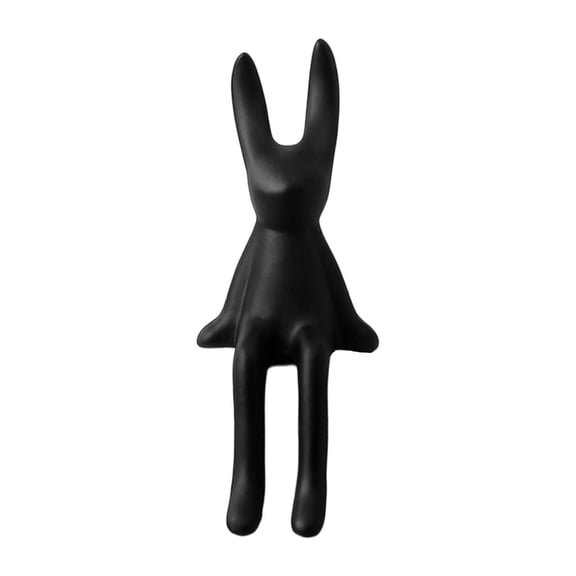 Baoblaze Ceramic Sitting Bunny Statue Creative Compact Modern Animal Sculpture Statue for black M