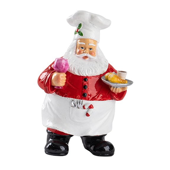 Baoblaze Chef Santa Claus Statue Christmas Decor Resin Collection Decorative Figurine for Holding a Goblet