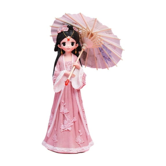 Baoblaze Chinese Ancient Woman Figurine Art Female Figurine for Tabletop Bedroom Home Pink