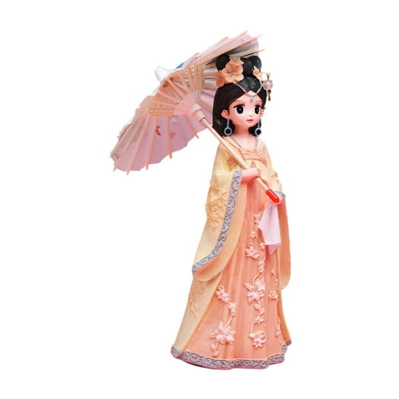 Baoblaze Chinese Ancient Woman Figurine Art Female Figurine for Tabletop Bedroom Home Yellow