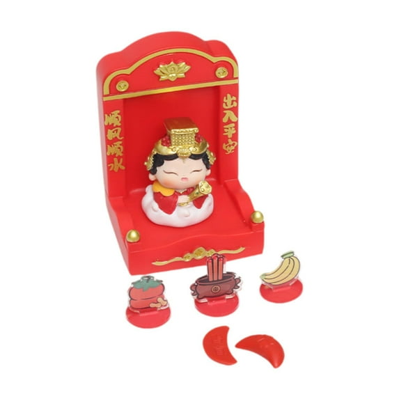 Baoblaze Chinese Deity Statue with Tribute Set Multipurpose Decorative Fengshui Decor