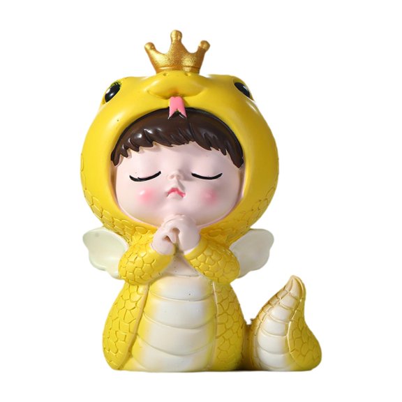 Baoblaze Chinese New Year Cartoon Snake Figurine Cute Resin Sculpture for Living Room A