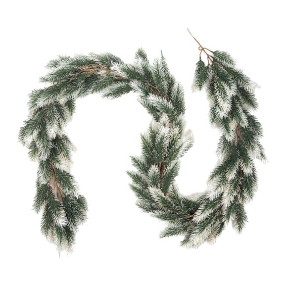 Baoblaze Christmas Garland Greenery Vine Green Leaves Garland Rustic Artificial Plant Xmas Garlands for Farmhouse Stair Railing Mantel Flocked Green