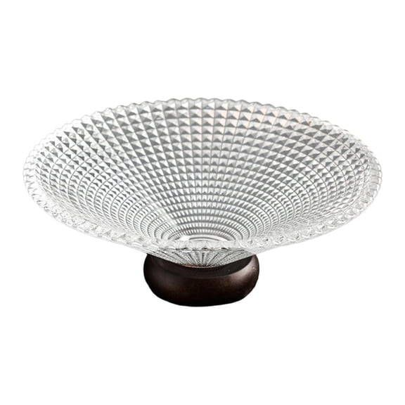 Baoblaze Clear Glass Fruit Bowl Container Table Centerpiece Dish Platter Vegetable Holder Plaid