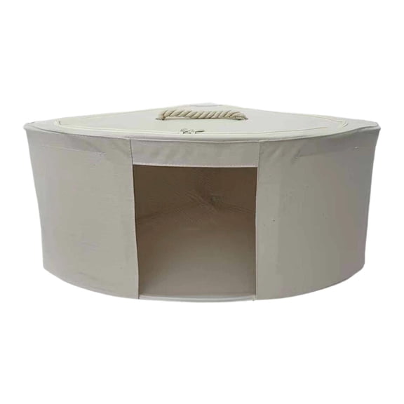 Baoblaze Corner Storage Basket Fabric Triangle Box Foldable Organizer Bin with Handle for 38cmx38cmx23cm Beige