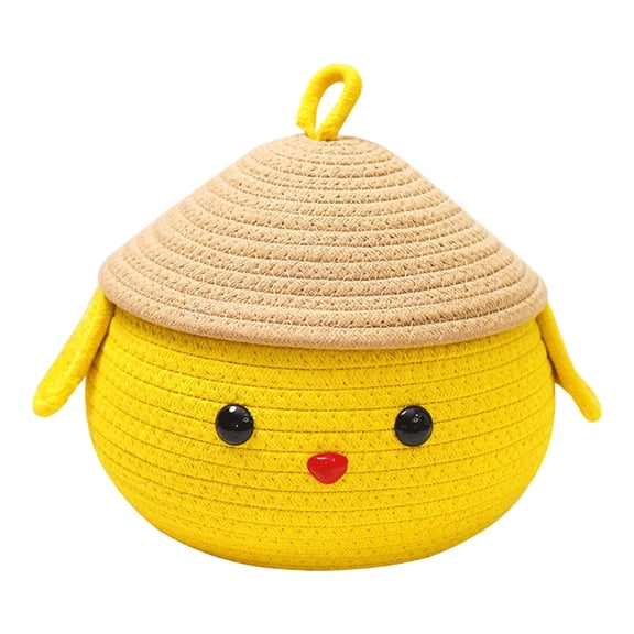 Baoblaze Cotton Rope Storage Box Cute Cartoon Container with Lid for Toy Snack Closet Large
