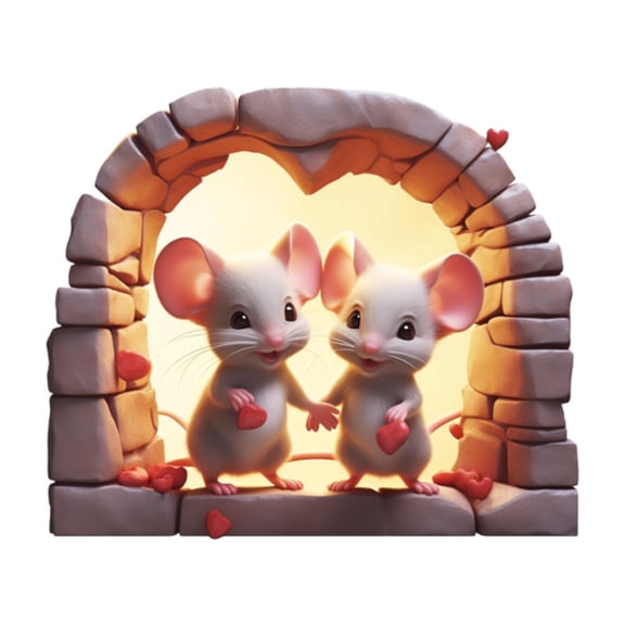 Baoblaze Couple Mouse Wall Decal Modern Wall Art Decor Easy to Peel Wallpaper for Bedroom
