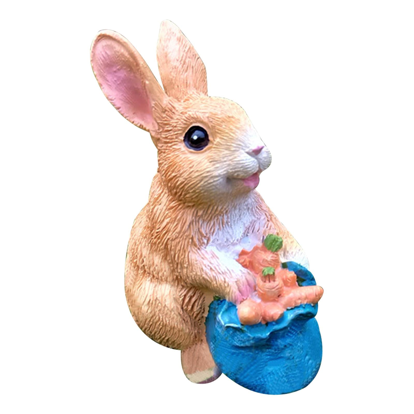 Baoblaze Creative Cute Rabbit Statue Animal Sculptures Ornaments Resin ...