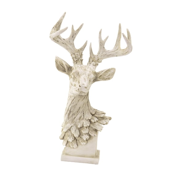 Baoblaze Deer Head Statue Animal Sculpture Decor Modern Housewarming Gift Simple Ornament White