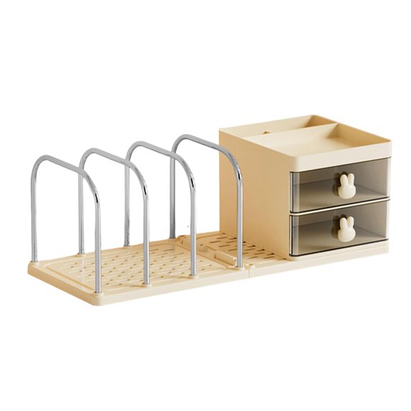 Baoblaze Desk Organizer with 2 Drawers Desktop Storage Holder for Books Mail Chargers Yellow
