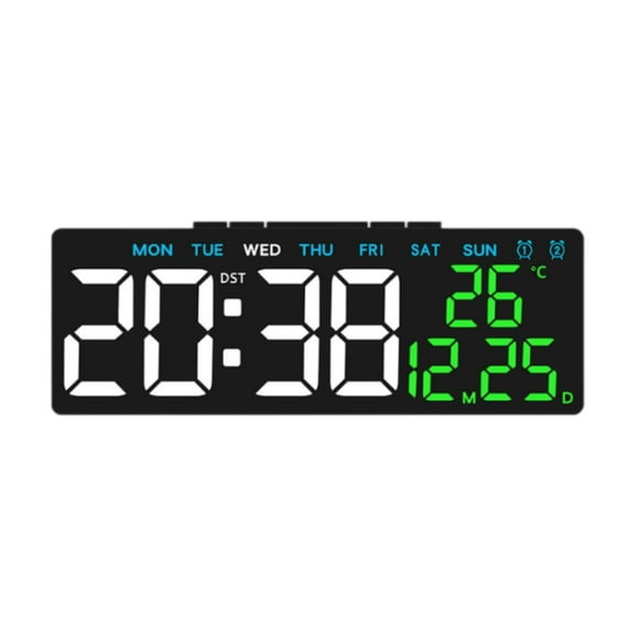 Baoblaze Digital Alarm Clock 3 Level Dimmer LED Digital Clock for Desk Bathroom Shelf Black Shell