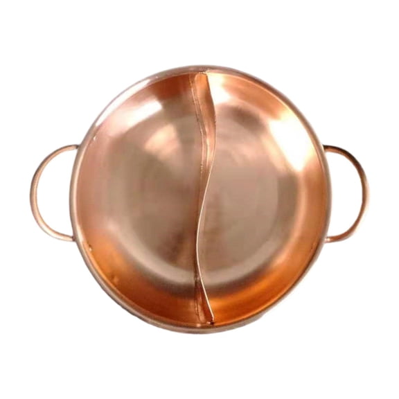 Baoblaze Divided Hot Pot Cooking Pot with Divider Household 2 Handles Shabu Shabu Pot 34cm
