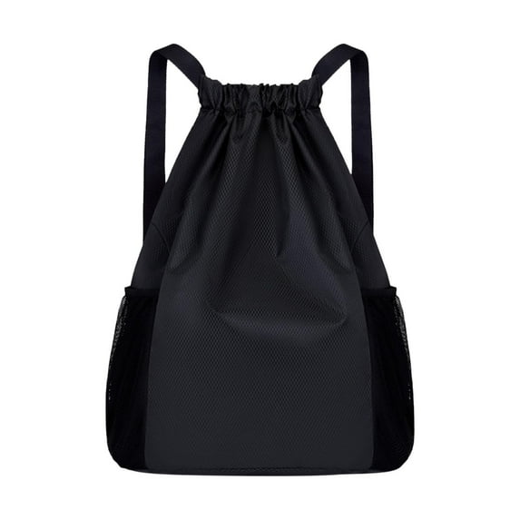 Baoblaze Drawstring Backpack Large Lightweight Tear Resistant Portable Drawstring Bag Black