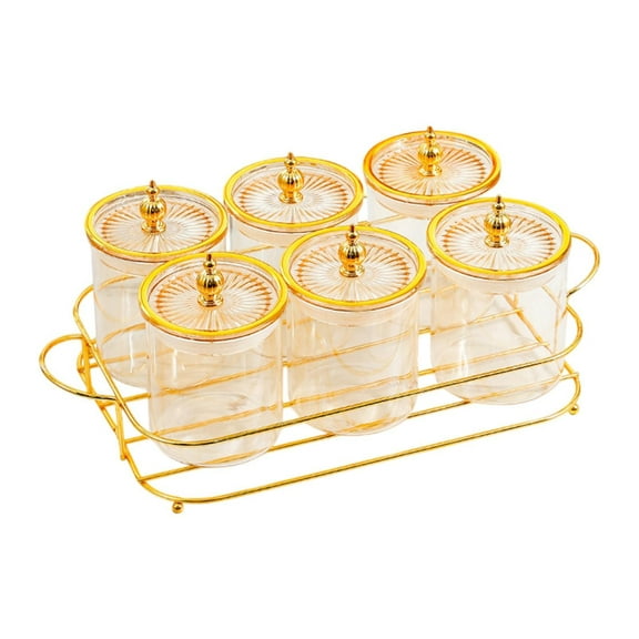 Baoblaze Dried Fruit Plate Appetizer Plate Food Storage Box Container Divided Serving Platter 6 Cookies Jars for Living Room Condiment Amber