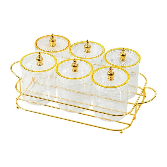 Baoblaze Dried Fruit Plate Appetizer Plate Food Storage Box Container Divided Serving Platter 6 Cookies Jars for Living Room Condiment Clear