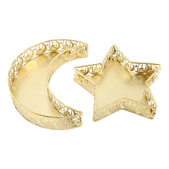 Baoblaze Eid Tray Moon Star Shaped Tray Vintage Centerpiece Dessert Plate Serving Platter