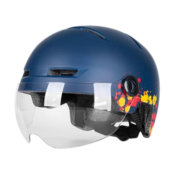 Baoblaze Electric Helmet with Light and Visor Adjustable Cycling Helmet Dark Blue
