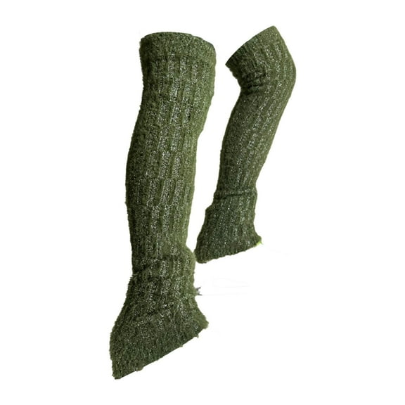 Baoblaze Figure Skating Leg Warmers Cable Knit Long Skating Socks for Practice Winter Green