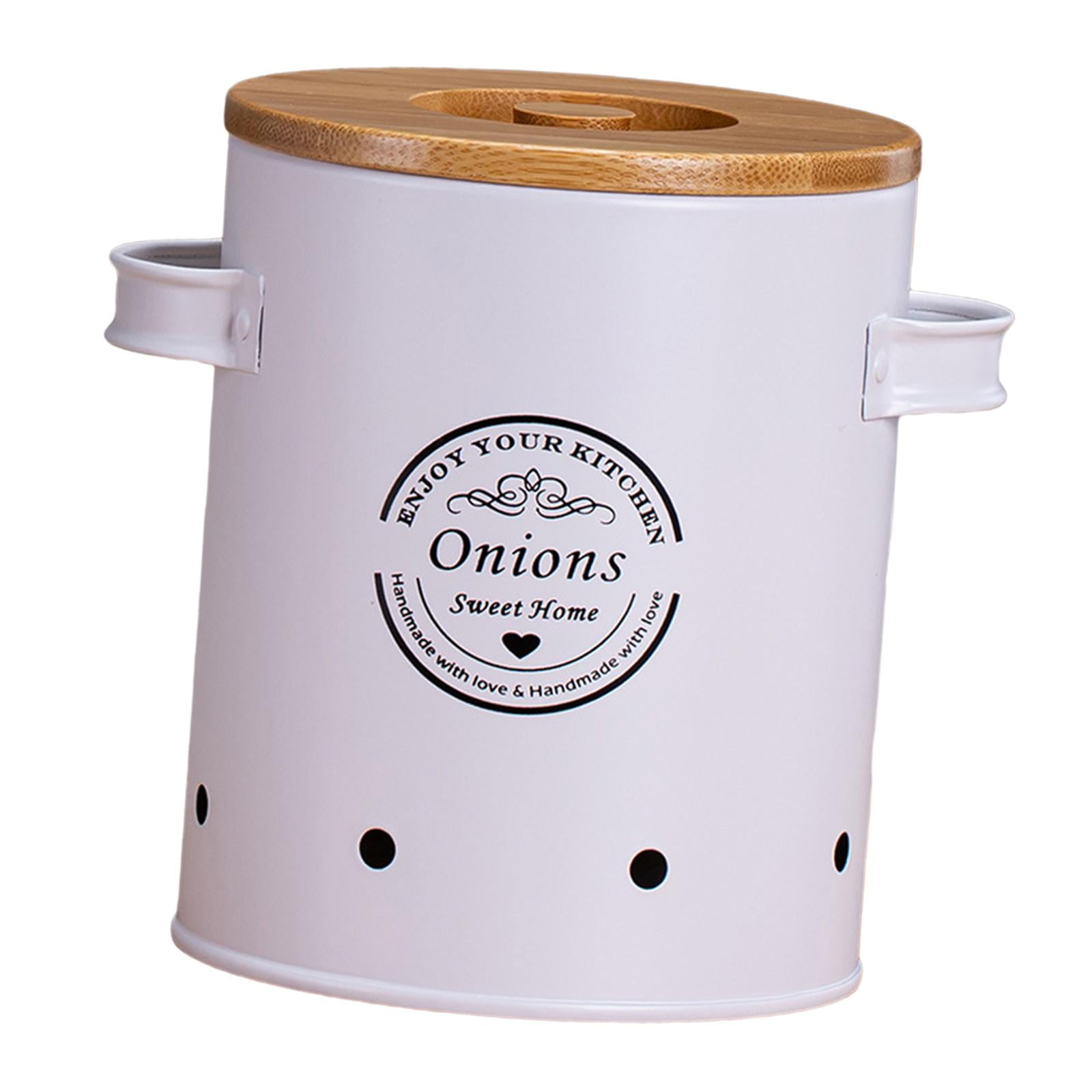 Baoblaze Garlic Potato Onion Keeper Pot Fruit Pot/Storage Box Food Storage Container Tins M